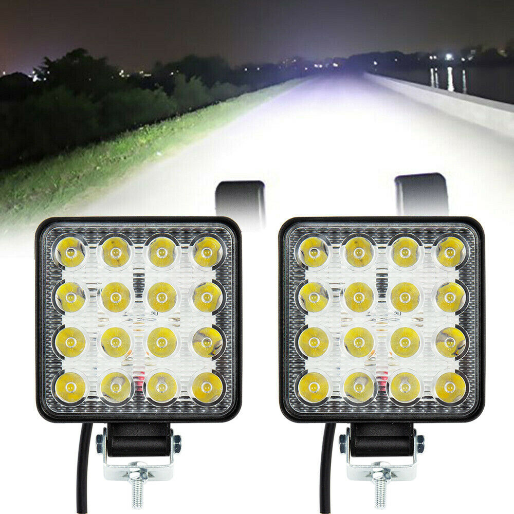 2pcs 48W 12V 24V 16 LED Work Light Spot Fog Lamp Truck Off-Road ATV SUV 4WD